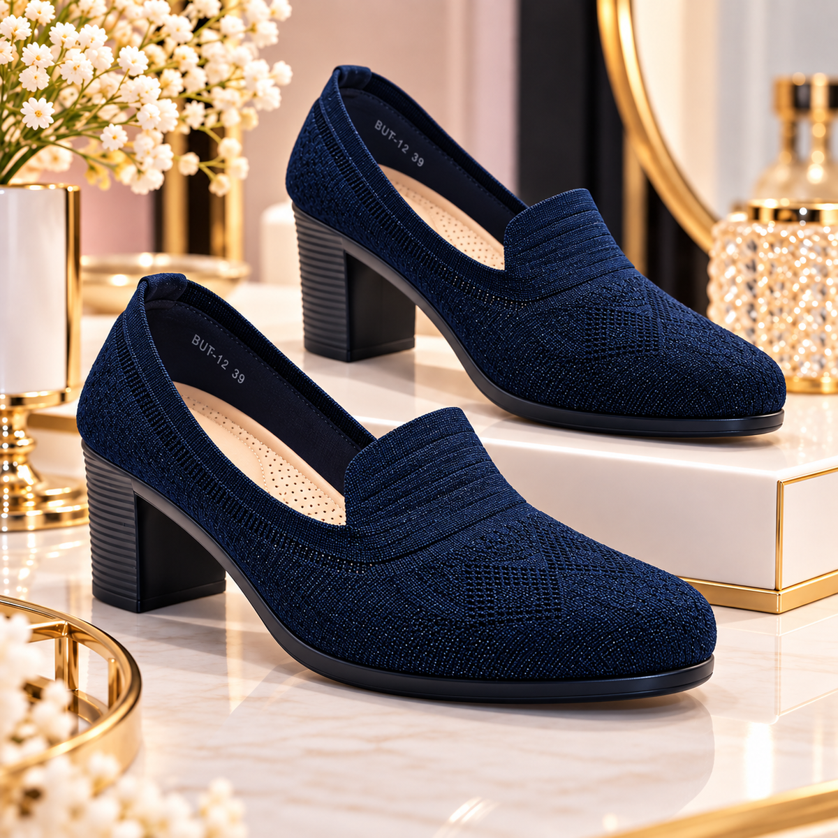 Mocassins Femme Élégants à Talon – Noir