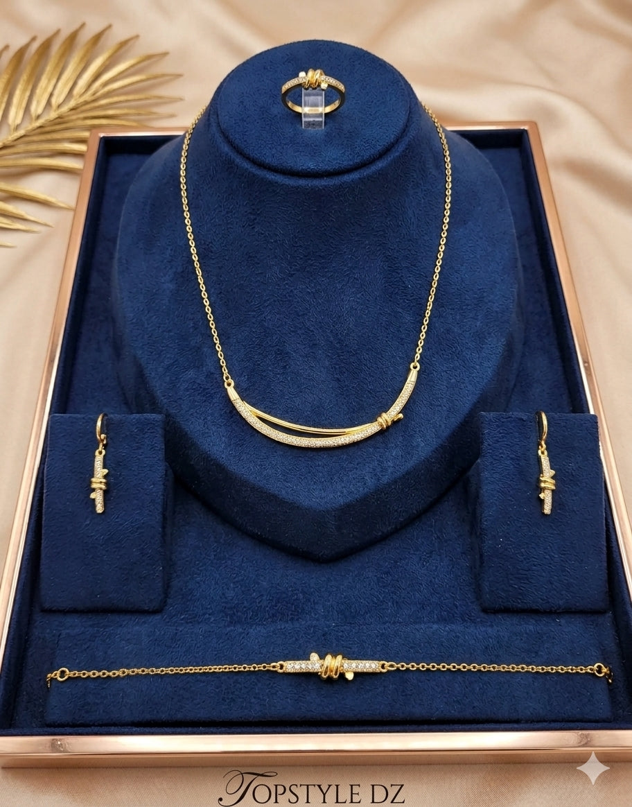 Parure Dorée Tressée – Élégance & Raffinement